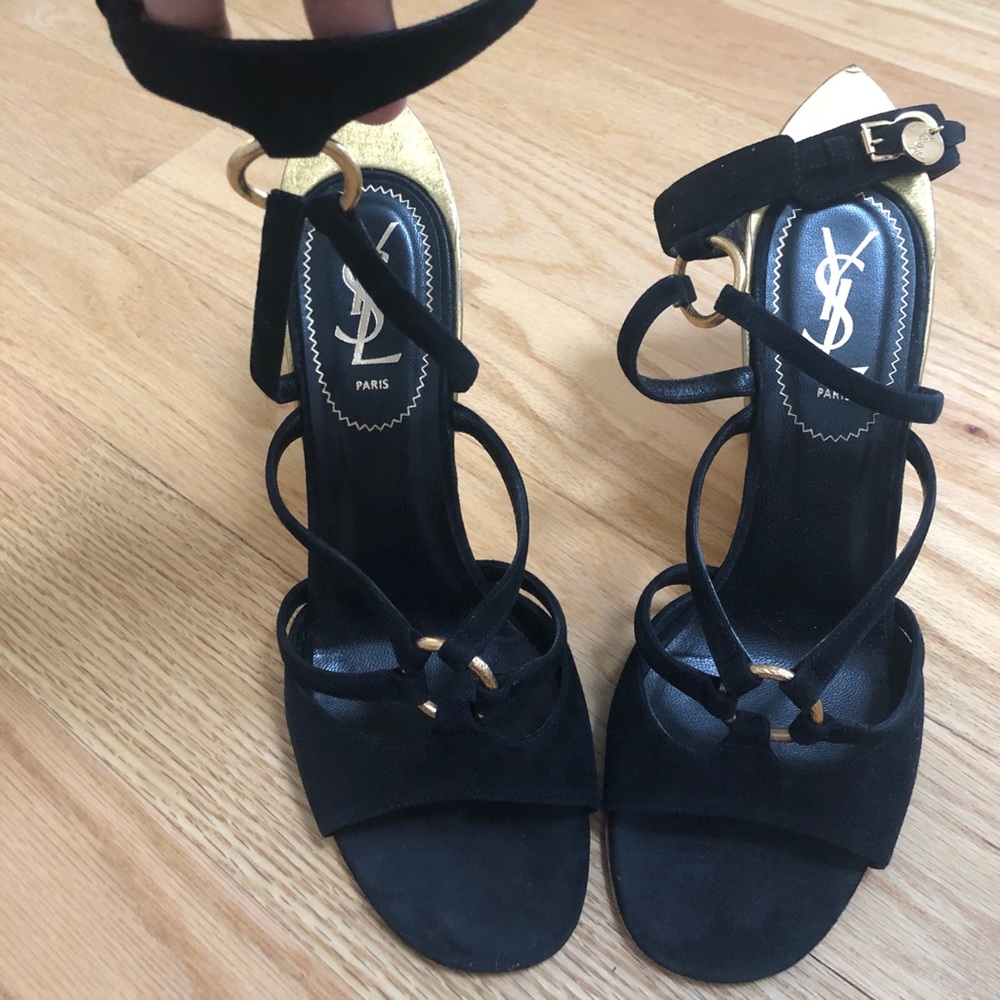 Black & gold YSL wedge